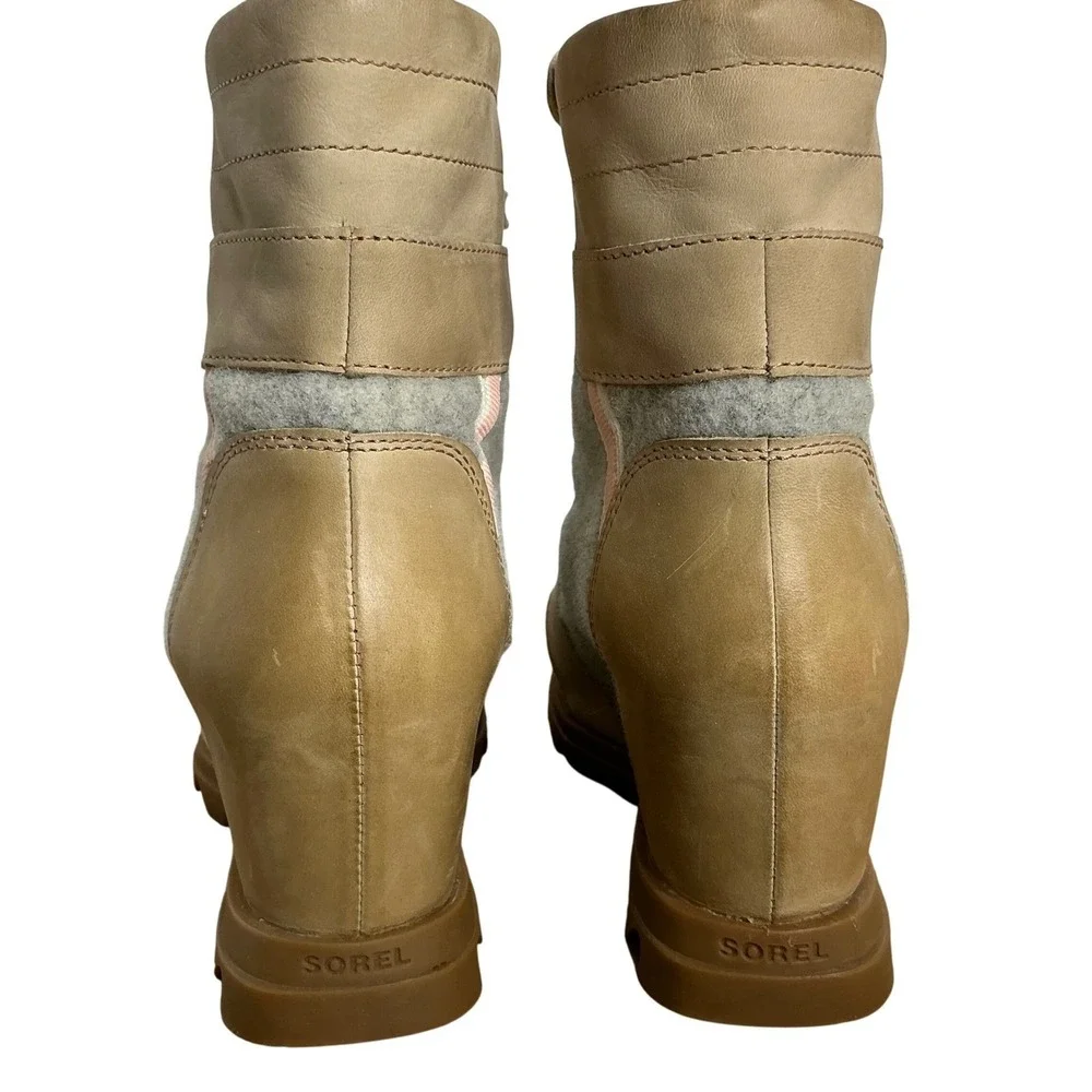 Sorel Women's Waterproof Wedge Lace Up‎ Boots Felt Suede Winter Size 9.5